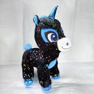 Classic Toy Co Galaxy Unicorn Plush Black Starry Blue Hooves 11in Cute Toy